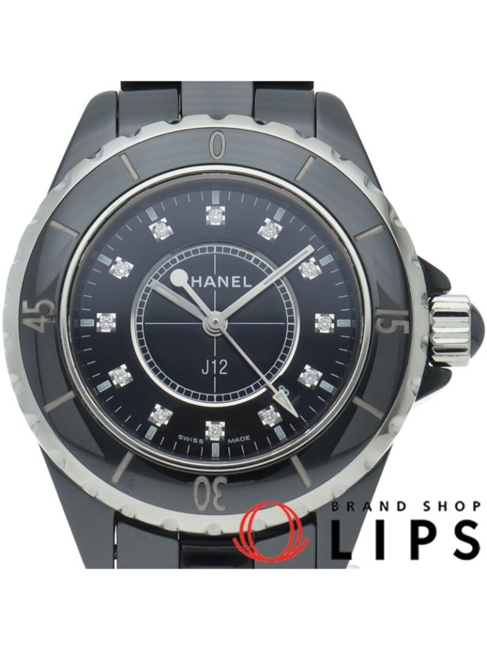 Chanel Watch 33 12P Diamond Ceramic Black
